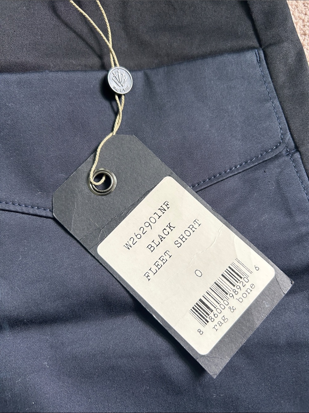NWT Rag & Bone Black and Navy High-Waist Pocket Front Shorts - Picture 2 of 3